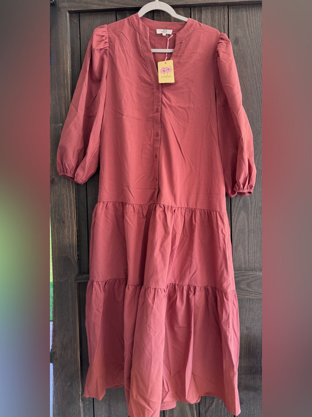 entro Dusty Rose Tiered Maxi Dress